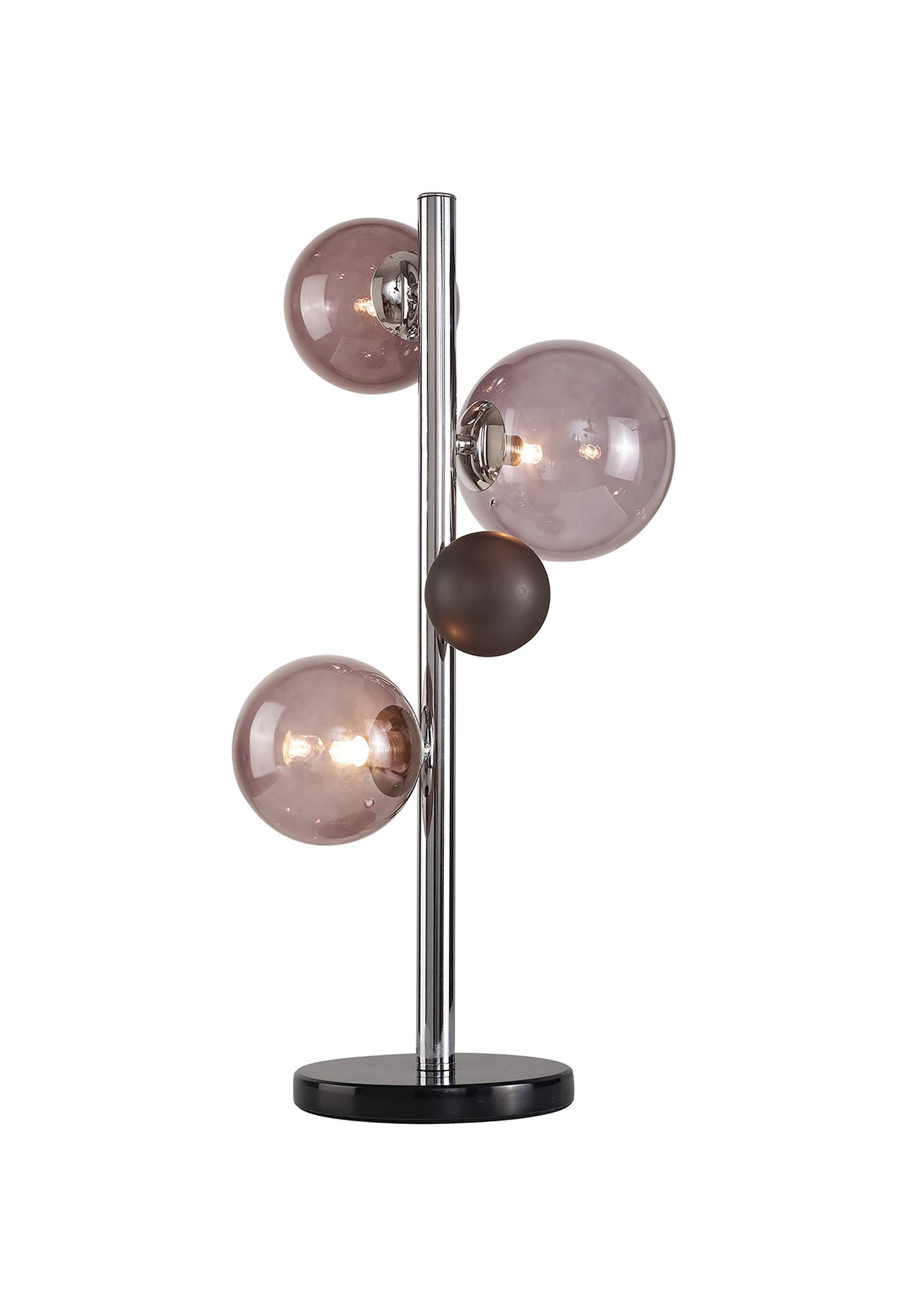 REG5037 Regor 60cm Table Lamp 3 Light in a Chrome/Smoked/Black Finish