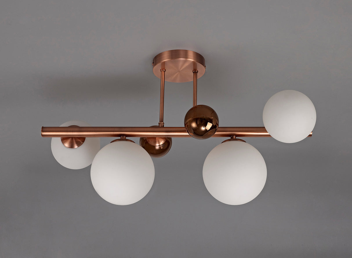 REG5667 Regor Semi Flush Ceiling 4 Light in a Antique Copper/Opal/Copper Finish