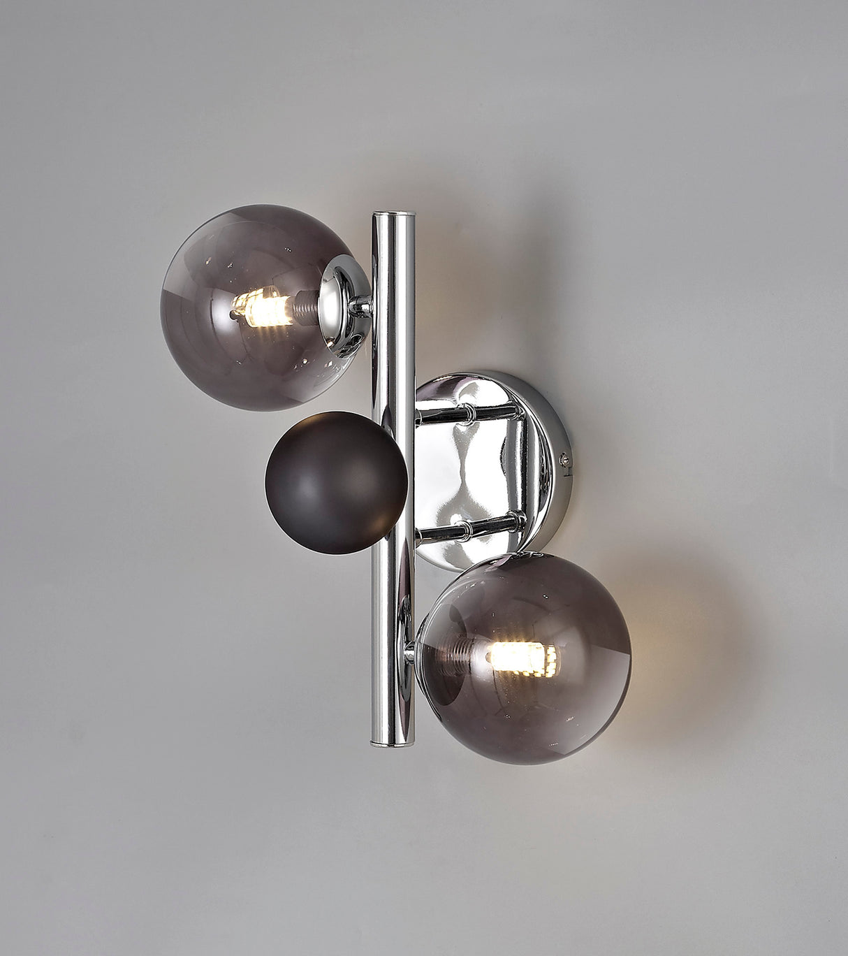 REG6037 Regor Wall Lamp 2 Light in a Chrome/Smoked/Black Finish