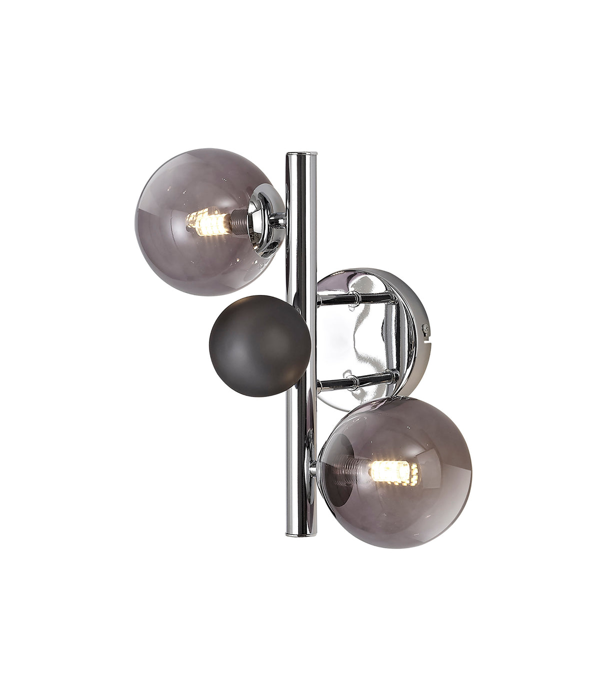 REG6037 Regor Wall Lamp 2 Light in a Chrome/Smoked/Black Finish