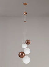 REG6667 Regor Pendant 5 Light in a Antique Copper/Opal/Copper Finish