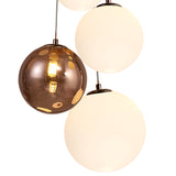 REG6667 Regor Pendant 5 Light in a Antique Copper/Opal/Copper Finish