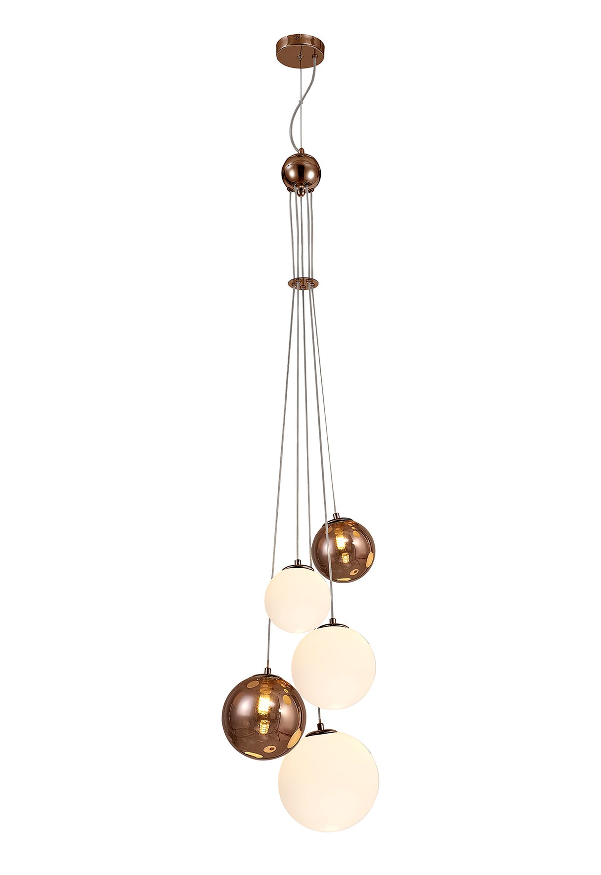 REG6667 Regor Pendant 5 Light in a Antique Copper/Opal/Copper Finish