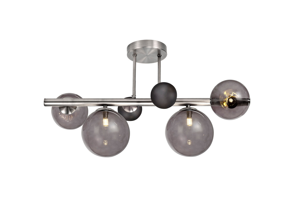 REG7567 Regor Semi Flush Ceiling 4 Light in a Chrome/Smoked/Black Finish