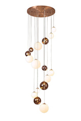 REG7667 Regor Pendant 16 Light in a Antique Copper/Opal/Copper Finish