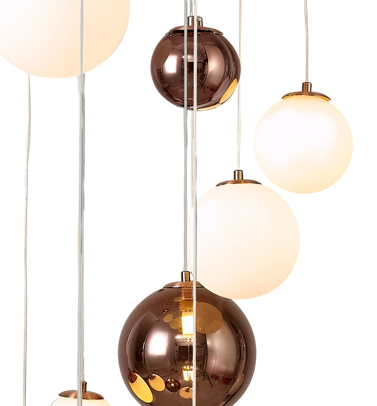 REG7667 Regor Pendant 16 Light in a Antique Copper/Opal/Copper Finish