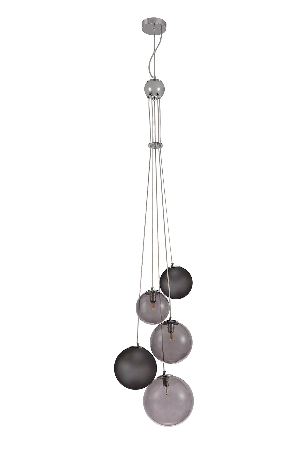 REG8567 Regor Pendant 5 Light Chrome/Smoked/Black