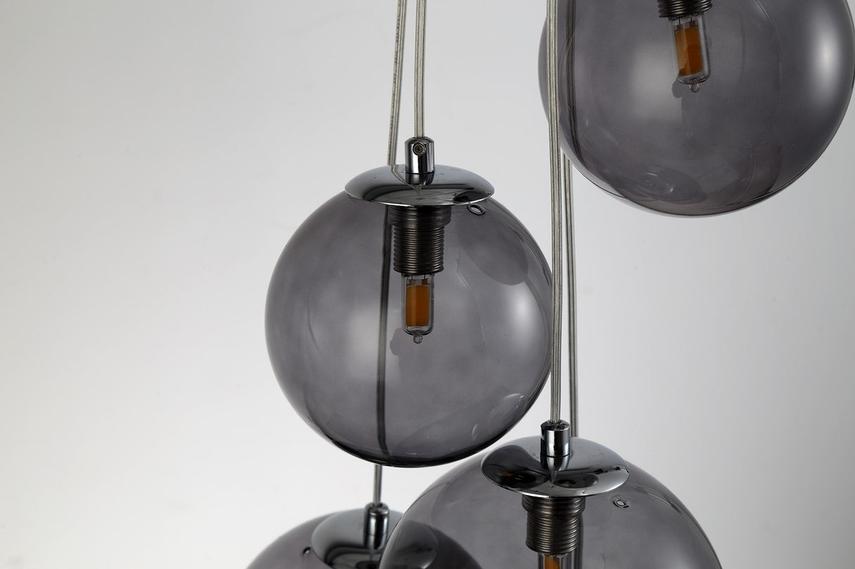 REG8567 Regor Pendant 5 Light Chrome/Smoked/Black