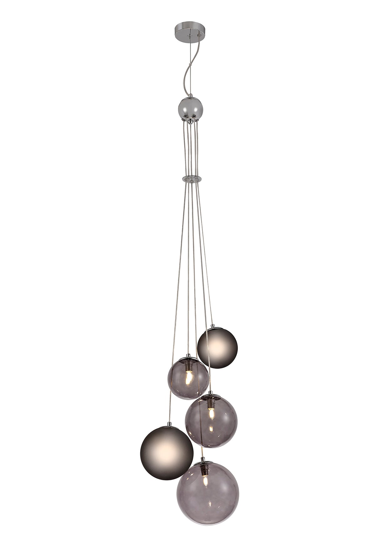 REG8567 Regor Pendant 5 Light Chrome/Smoked/Black