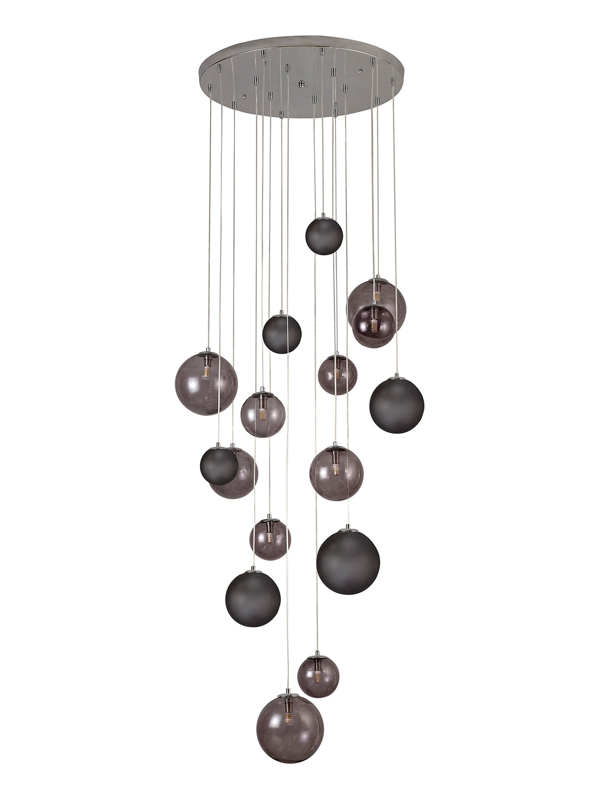 REG9567 Regor Pendant 16 Light in a Chrome/Smoked/Black Finish