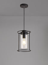 REV5857 Revati Pendant 1 Light in a Black/Clear Finish