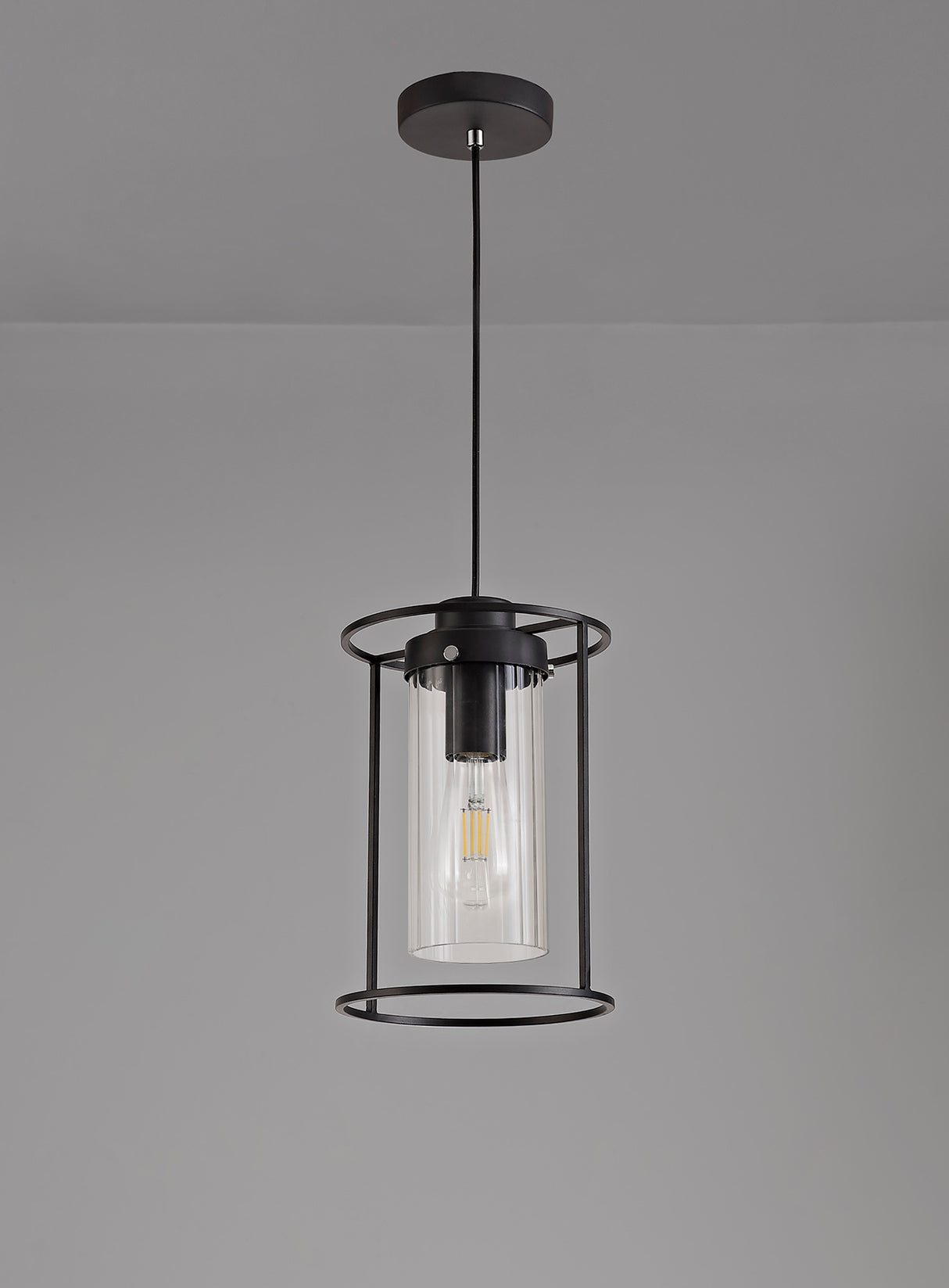 REV5857 Revati Pendant 1 Light in a Black/Clear Finish