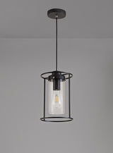 REV5857 Revati Pendant 1 Light in a Black/Clear Finish