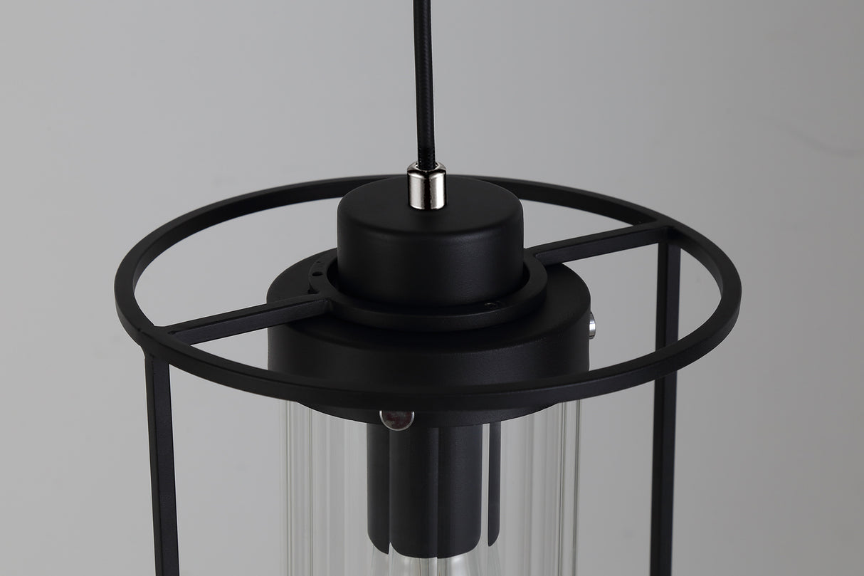 REV5857 Revati Pendant 1 Light in a Black/Clear Finish