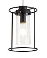 REV5857 Revati Pendant 1 Light in a Black/Clear Finish