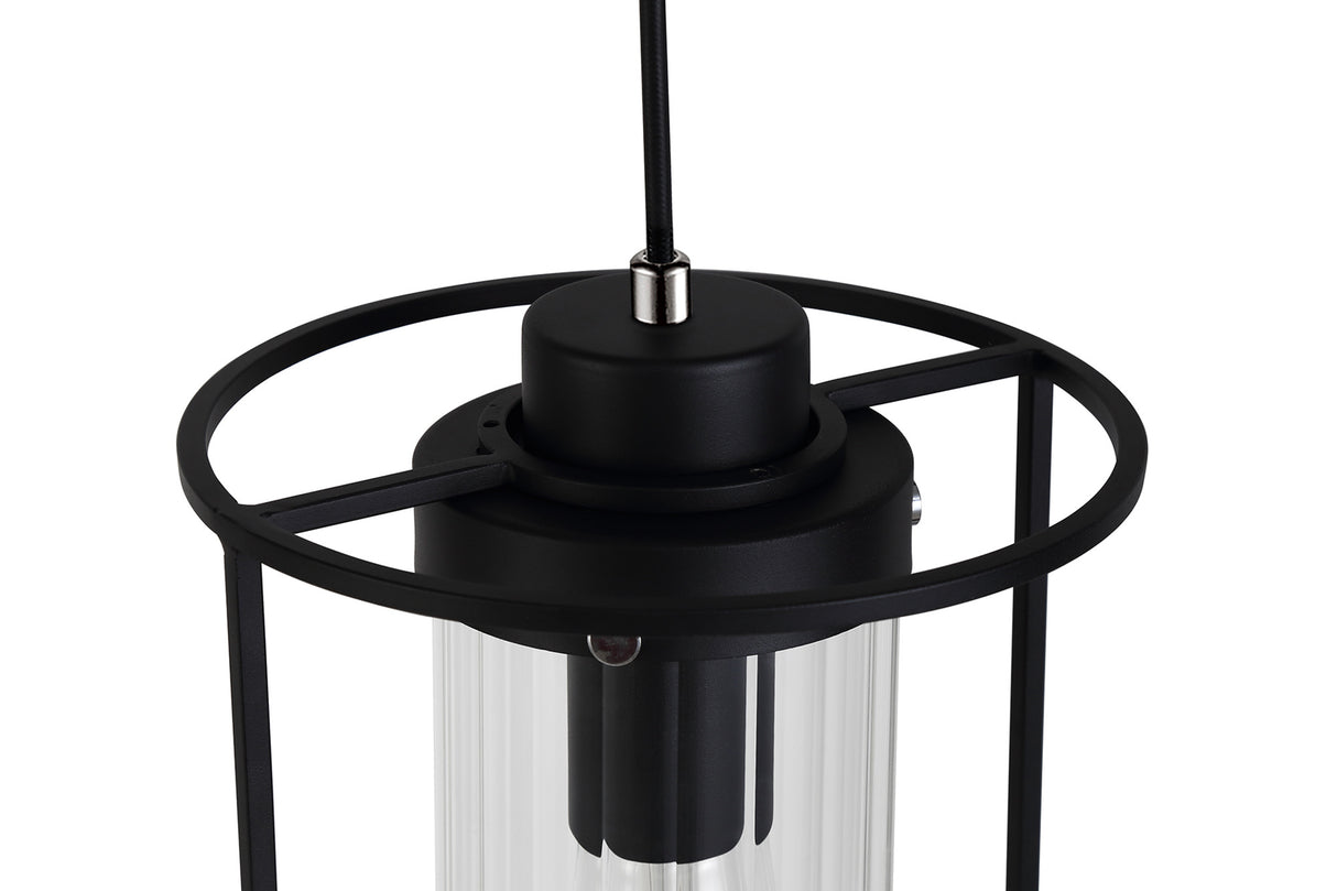 REV5857 Revati Pendant 1 Light in a Black/Clear Finish