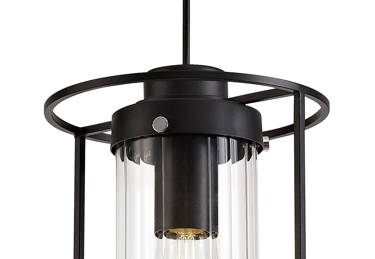 REV5857 Revati Pendant 1 Light in a Black/Clear Finish