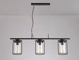 REV6857 Revati Linear Pendant 3 Light in a Black/Clear Finish