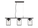 REV6857 Revati Linear Pendant 3 Light in a Black/Clear Finish