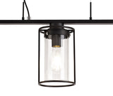 REV6857 Revati Linear Pendant 3 Light in a Black/Clear Finish