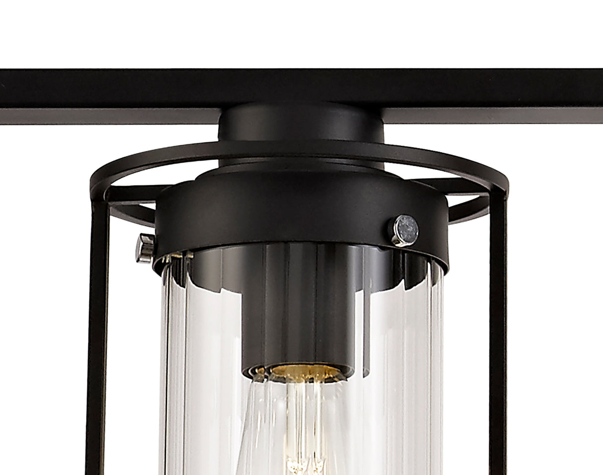 REV6857 Revati Linear Pendant 3 Light in a Black/Clear Finish