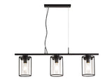 REV6857 Revati Linear Pendant 3 Light in a Black/Clear Finish