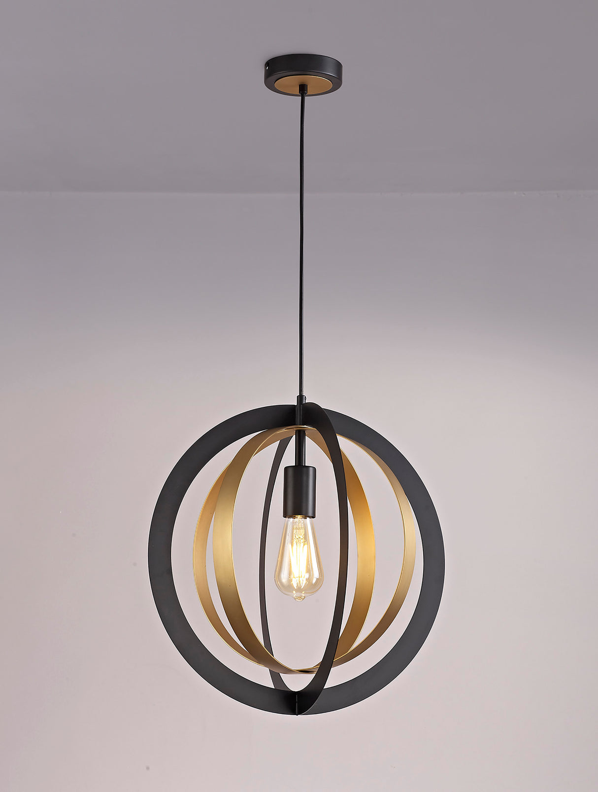 RIG2287 Rigel Pendant 1 Light in a Black/Satin Gold Finish