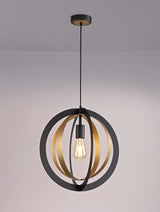 RIG2287 Rigel Pendant 1 Light in a Black/Satin Gold Finish