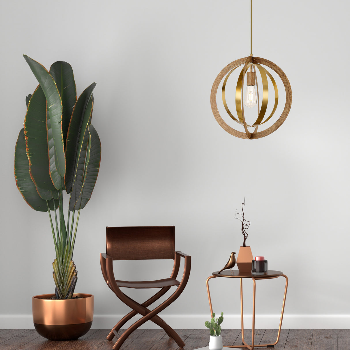 RIG2287 Rigel Pendant 1 Light in a Black/Satin Gold Finish