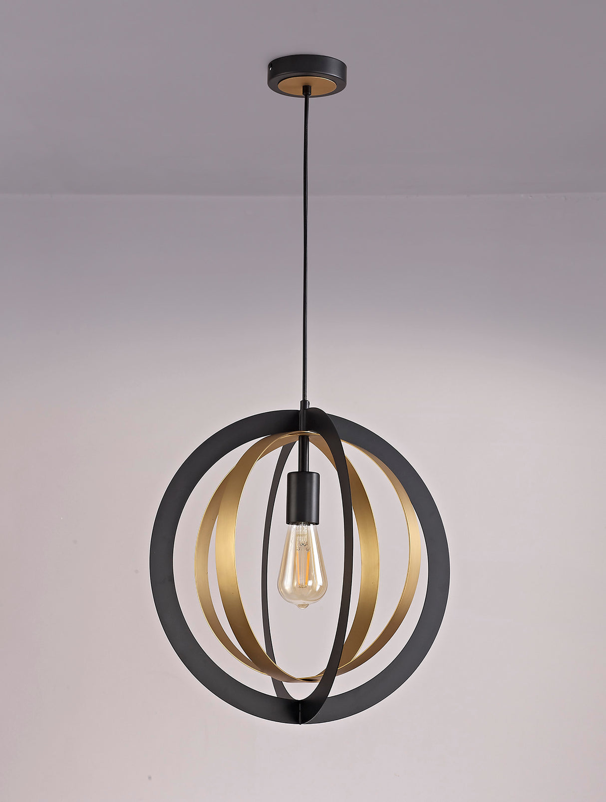 RIG2287 Rigel Pendant 1 Light in a Black/Satin Gold Finish