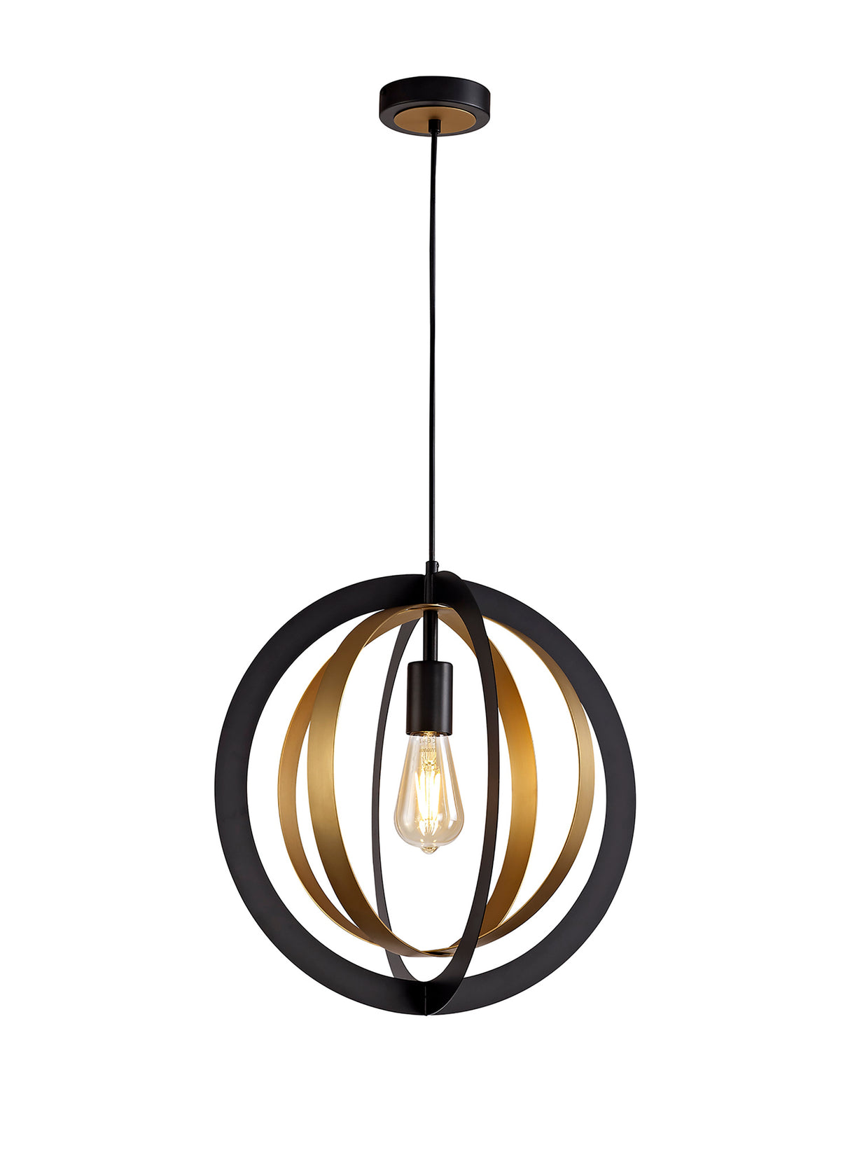 RIG2287 Rigel Pendant 1 Light in a Black/Satin Gold Finish