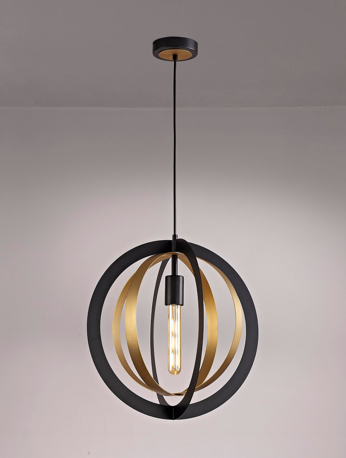 RIG2287 Rigel Pendant 1 Light in a Black/Satin Gold Finish