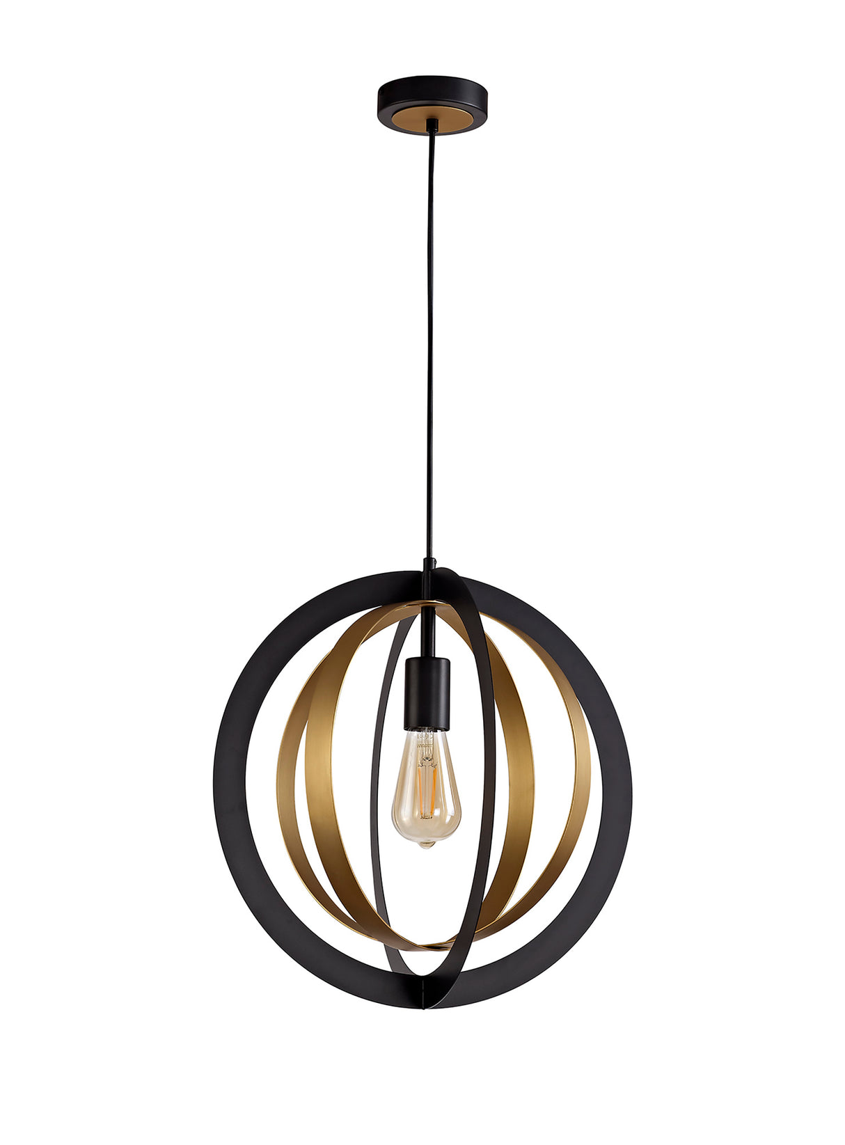 RIG2287 Rigel Pendant 1 Light in a Black/Satin Gold Finish