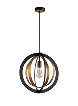 RIG2287 Rigel Pendant 1 Light in a Black/Satin Gold Finish