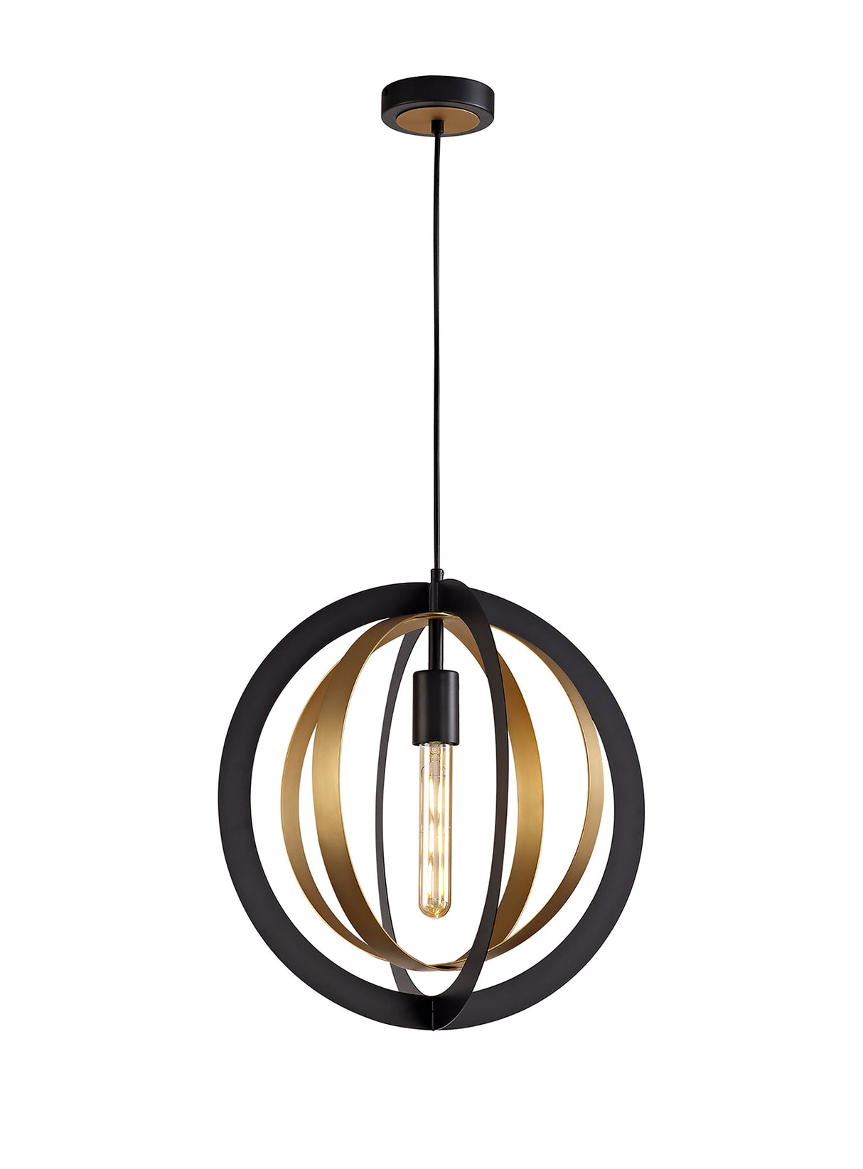 RIG2287 Rigel Pendant 1 Light in a Black/Satin Gold Finish