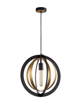 RIG2287 Rigel Pendant 1 Light in a Black/Satin Gold Finish