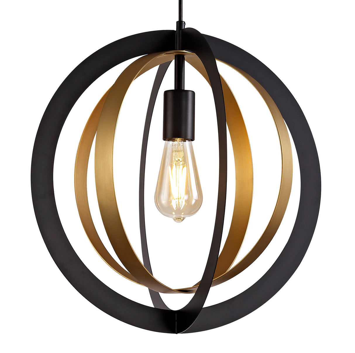 RIG2287 Rigel Pendant 1 Light in a Black/Satin Gold Finish