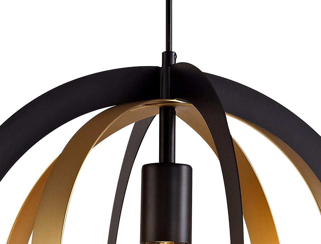 RIG2287 Rigel Pendant 1 Light in a Black/Satin Gold Finish