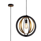 RIG2287 Rigel Pendant 1 Light in a Black/Satin Gold Finish