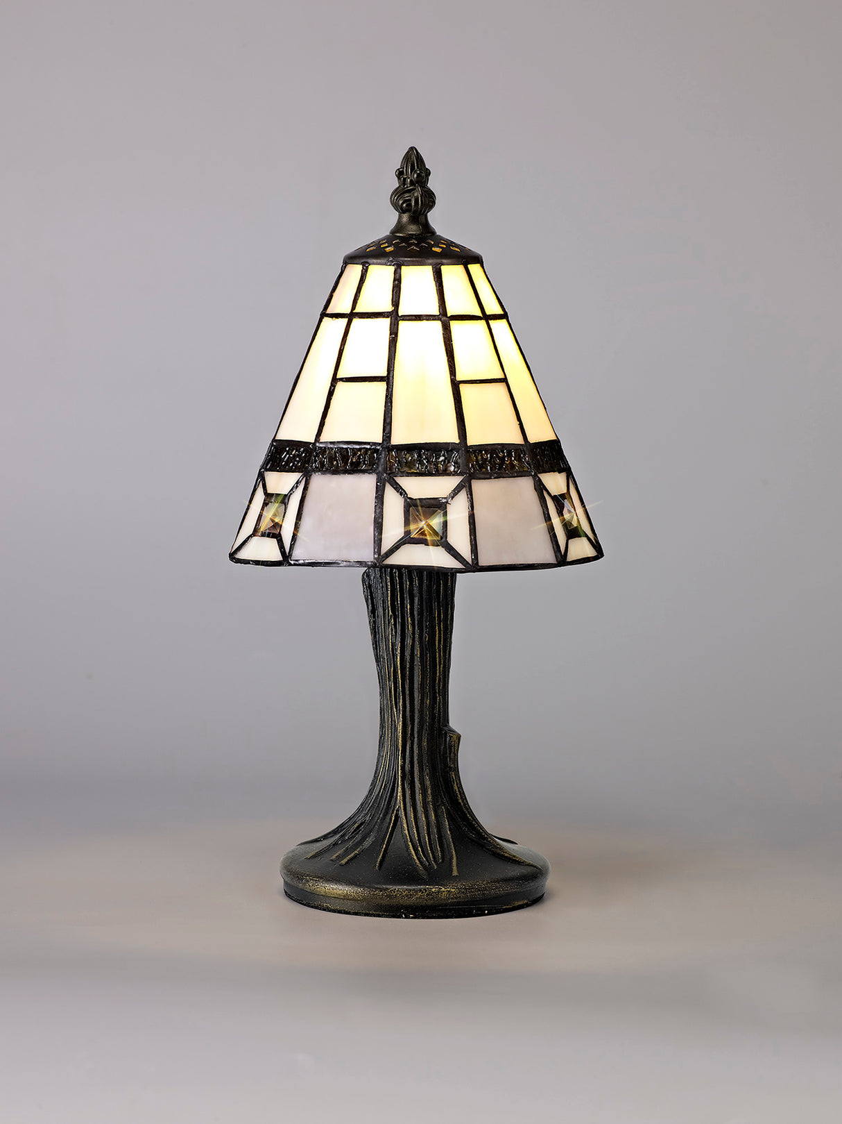 SAR0327 Sargas 30cm 1 Light Table Lamp in a Cream/Grey/Clear/Black/Gold Finish and Clear Crystal