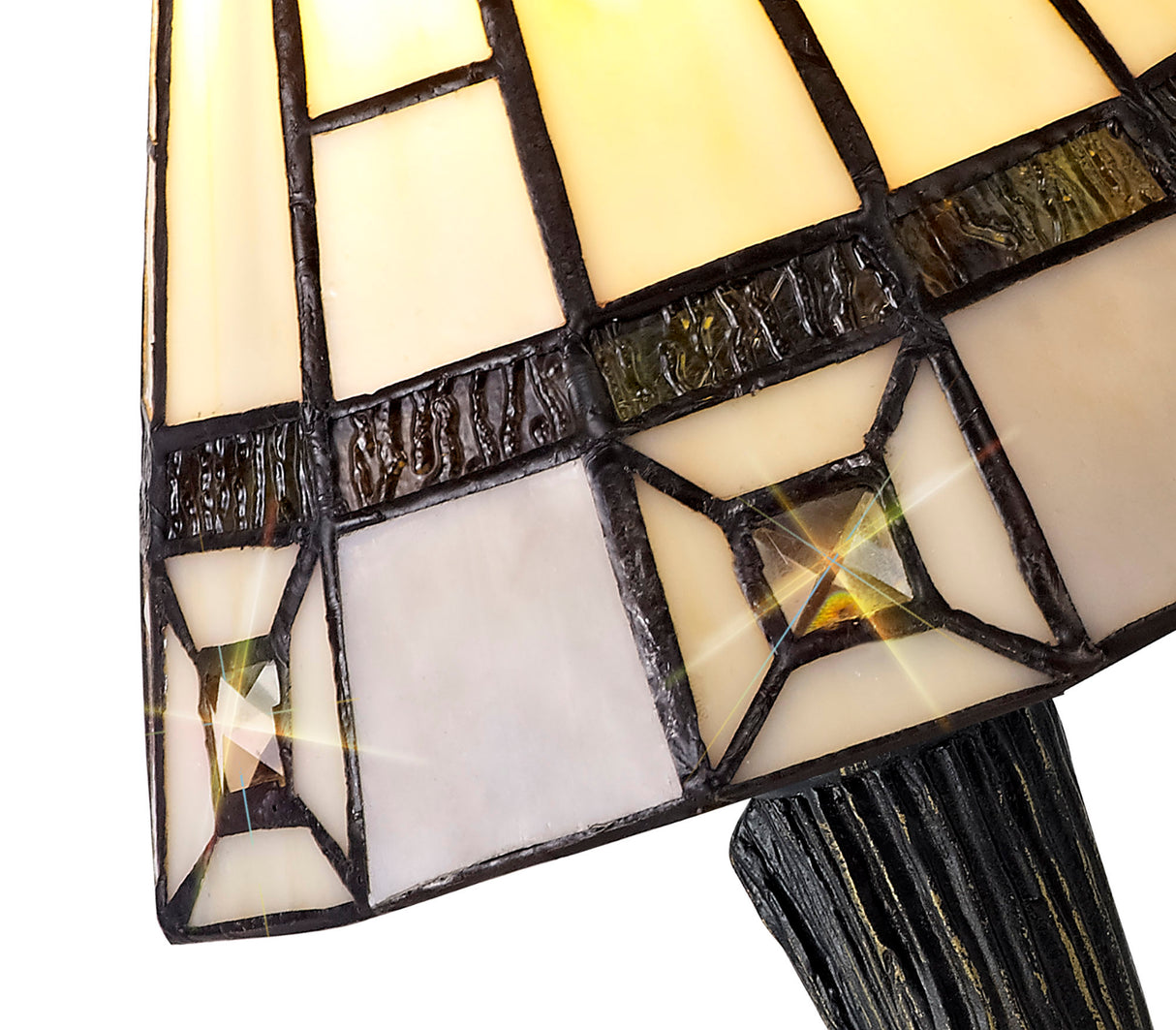 SAR0327 Sargas 30cm 1 Light Table Lamp in a Cream/Grey/Clear/Black/Gold Finish and Clear Crystal