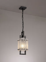 SAR3867 Sarin Small Square Pendant 1 Light in a Matt Black/Crystal Sand Artistic Finish