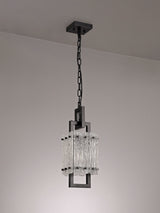 SAR3867 Sarin Small Square Pendant 1 Light in a Matt Black/Crystal Sand Artistic Finish