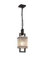 SAR3867 Sarin Small Square Pendant 1 Light in a Matt Black/Crystal Sand Artistic Finish