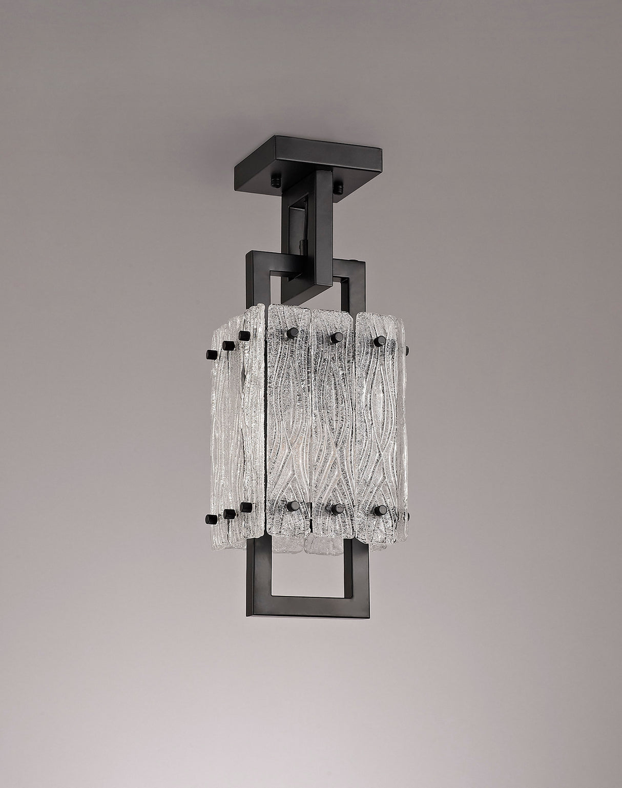 SAR3867 Sarin Small Square Pendant 1 Light in a Matt Black/Crystal Sand Artistic Finish