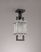 SAR3867 Sarin Small Square Pendant 1 Light in a Matt Black/Crystal Sand Artistic Finish