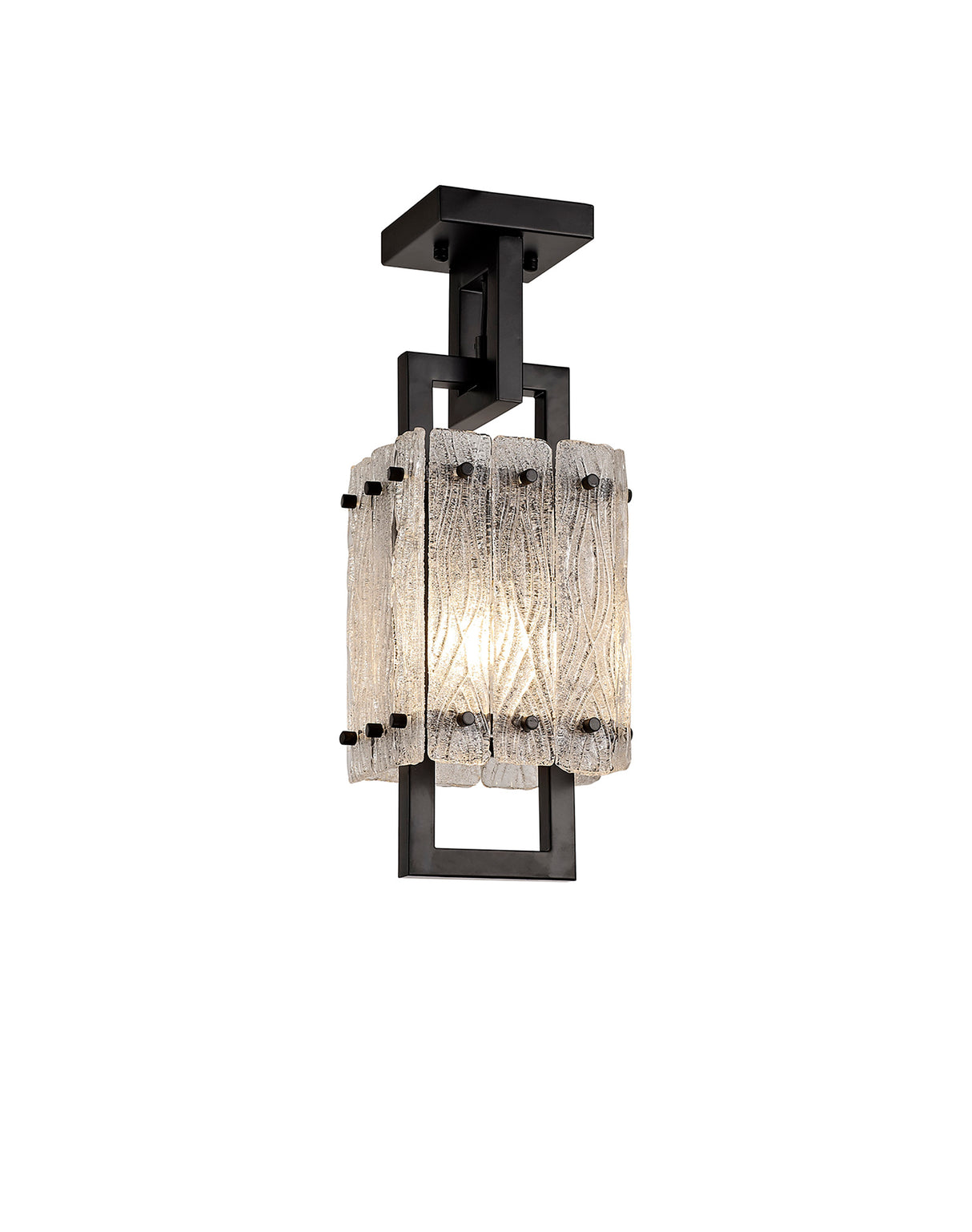 SAR3867 Sarin Small Square Pendant 1 Light in a Matt Black/Crystal Sand Artistic Finish