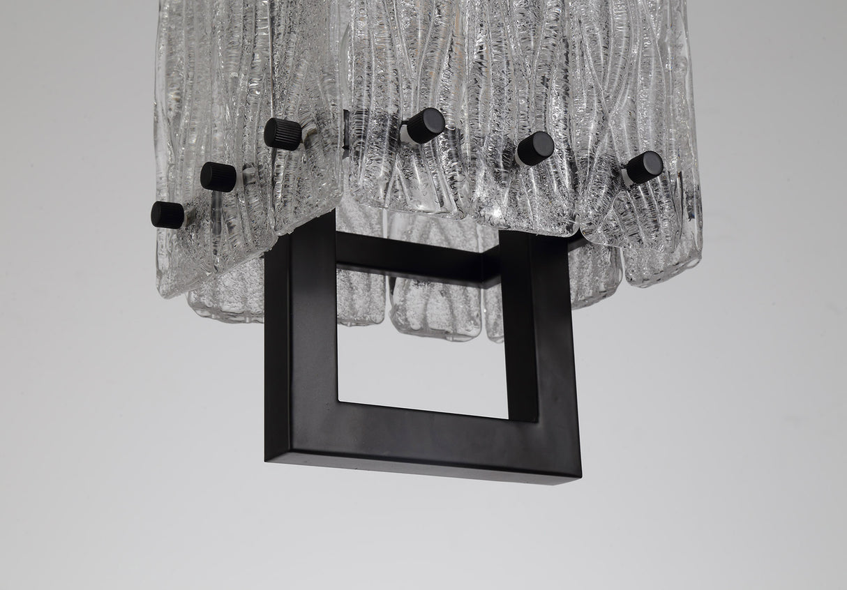 SAR3867 Sarin Small Square Pendant 1 Light in a Matt Black/Crystal Sand Artistic Finish