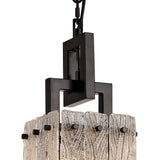 SAR3867 Sarin Small Square Pendant 1 Light in a Matt Black/Crystal Sand Artistic Finish