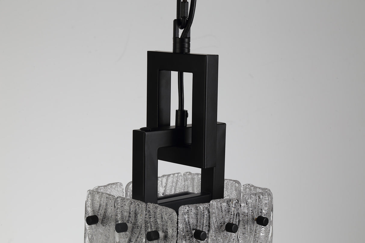 SAR3867 Sarin Small Square Pendant 1 Light in a Matt Black/Crystal Sand Artistic Finish